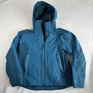 LL Bean Jacket Women's Sz S Blue Weather Challenger Hooded Nylon Hiking Outdoors